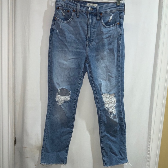 Madewell The Perfect Vintage Jeans Sz 26 distressed destroyed medium wash - Picture 1 of 11